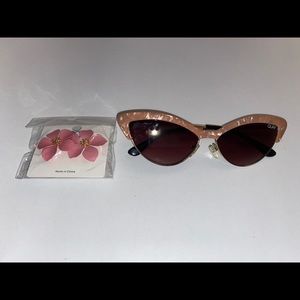 Quay Australia Sunglasses & Boho Flower Earrings